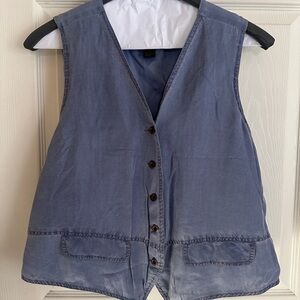 Casual Blue Button-Up Vest